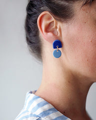 porcelain and silver earrings Marieke - kobalt - ocean