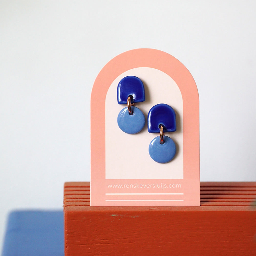 porcelain and silver earrings Marieke - kobalt - ocean