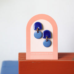 porcelain and silver earrings Marieke - kobalt - ocean