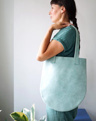 Leather shoulderbag in the colour mint, handmade by Renske Versluijs