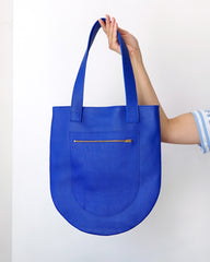 Leather shopper Sam - BIO Kobalt - Renske Versluijs