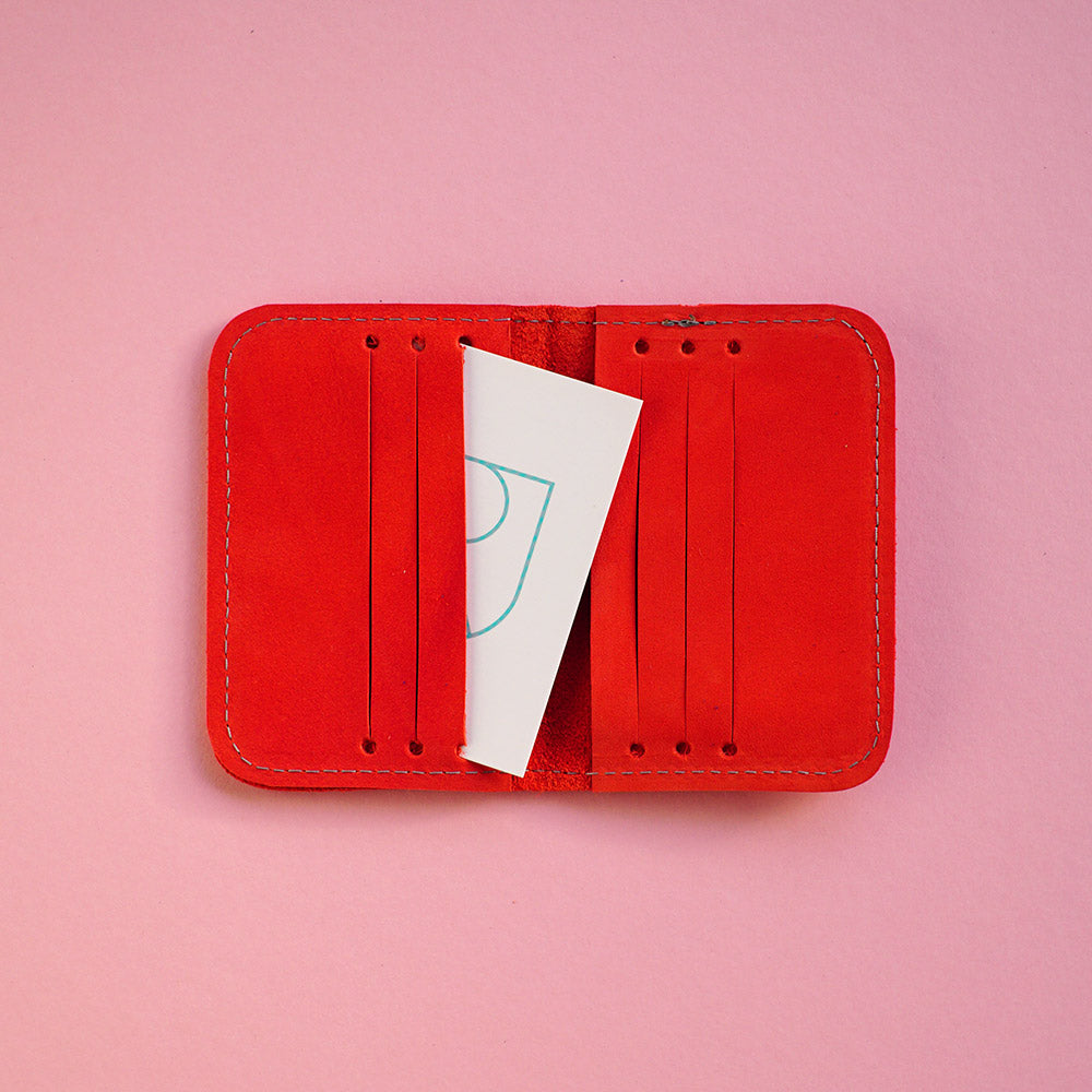 leather card sleeve bio red - renske versluijs