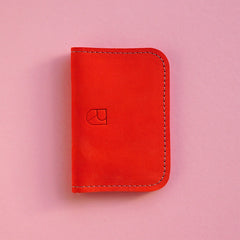 leather card sleeve bio red - renske versluijs