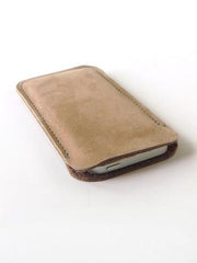 leather Iphone sleeve taupe - Renske Versluijs